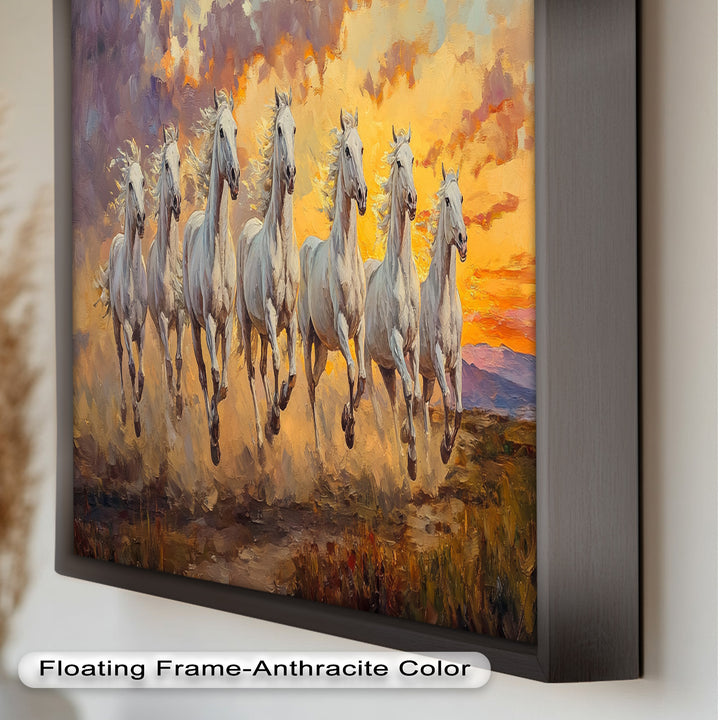 Run with the Sun – White Horses Oil Painting