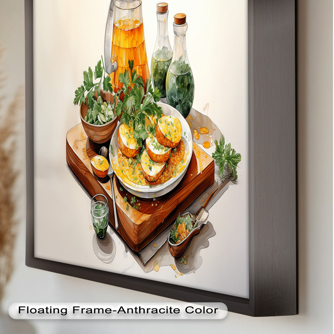 Golden Herb Delight – Rustic Food Still Life Painting