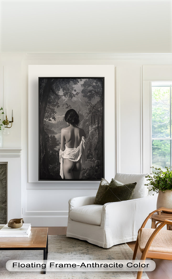 Silent Reverie – Classical Nude in Monochrome Oil Painting