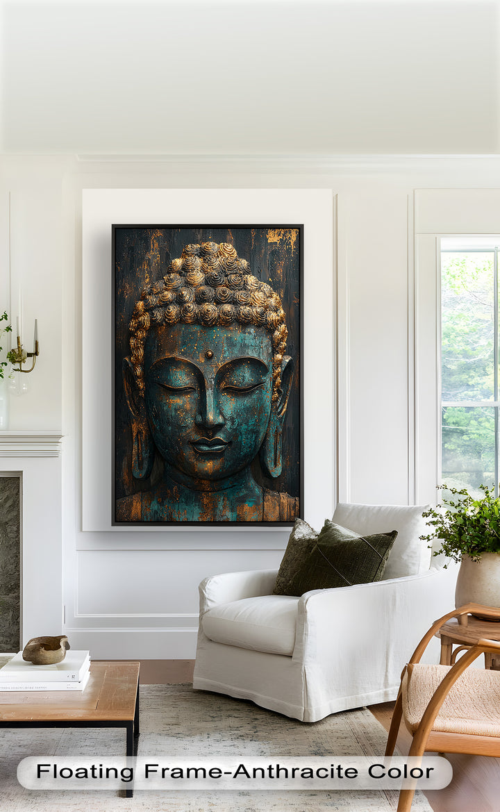 Buddha Portrait Wall Art – Religious Oil Painting
