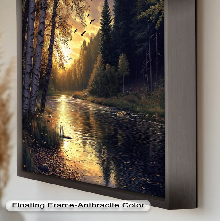 Sonnenuntergang Fluss Wandkunst - Landschaft Ölgemälde