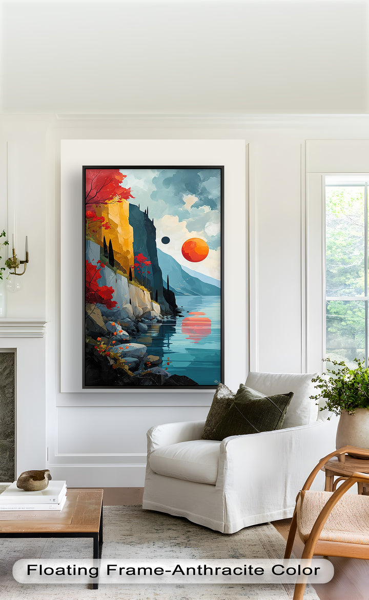 Celestial Cliffs – Surreal Coastal Landscape Picasso Oil Painting