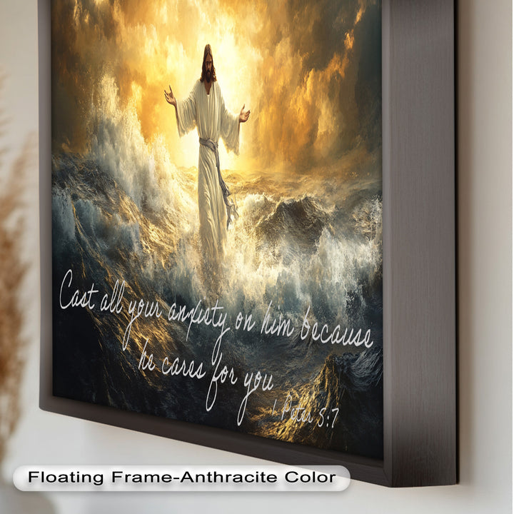 1 Peter 5:7 – Trust in God Bible Verse Oil Painting