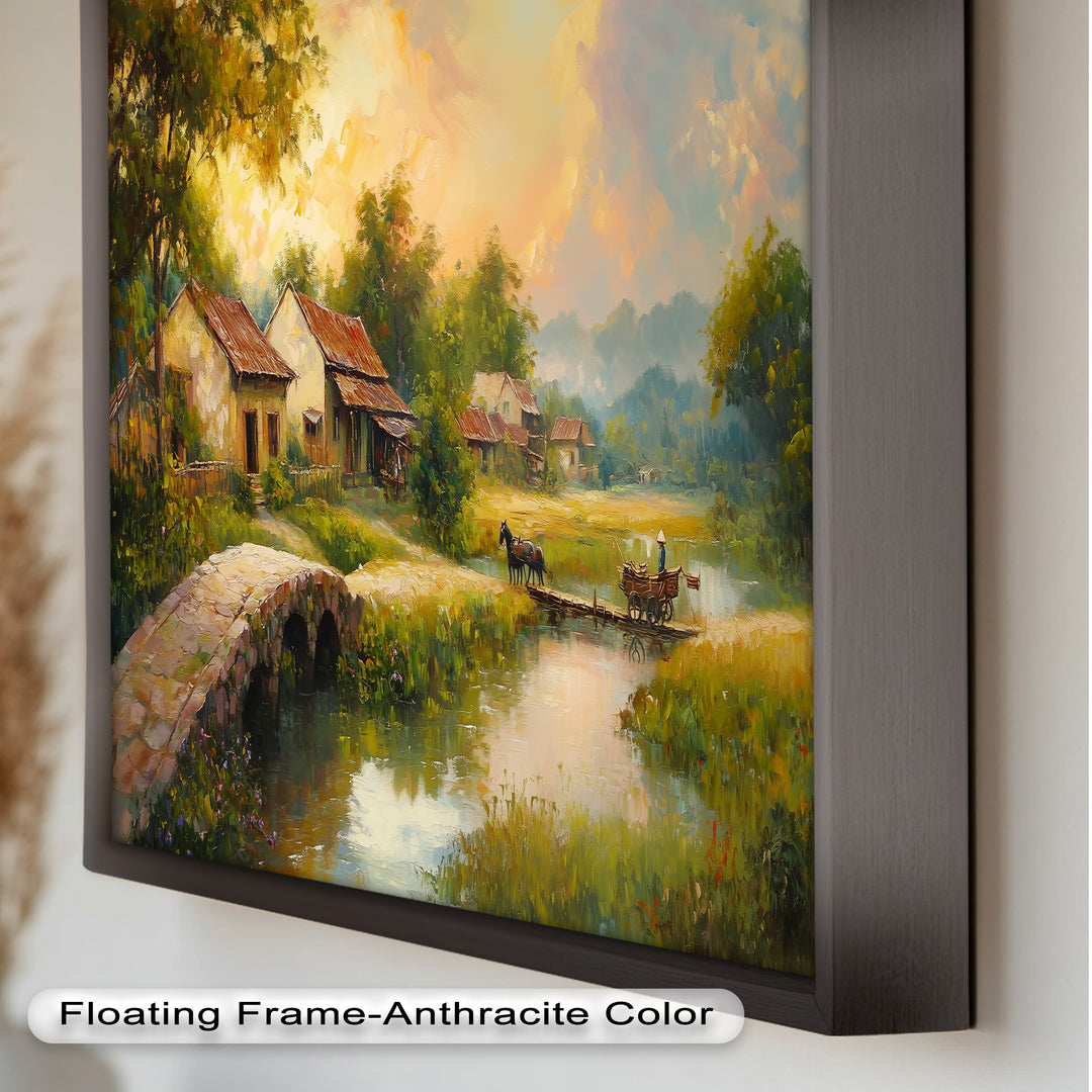 Landscape in Autumn – Serene Countryside Oil Painting
