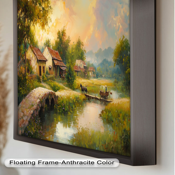 Landscape in Autumn – Serene Countryside Oil Painting