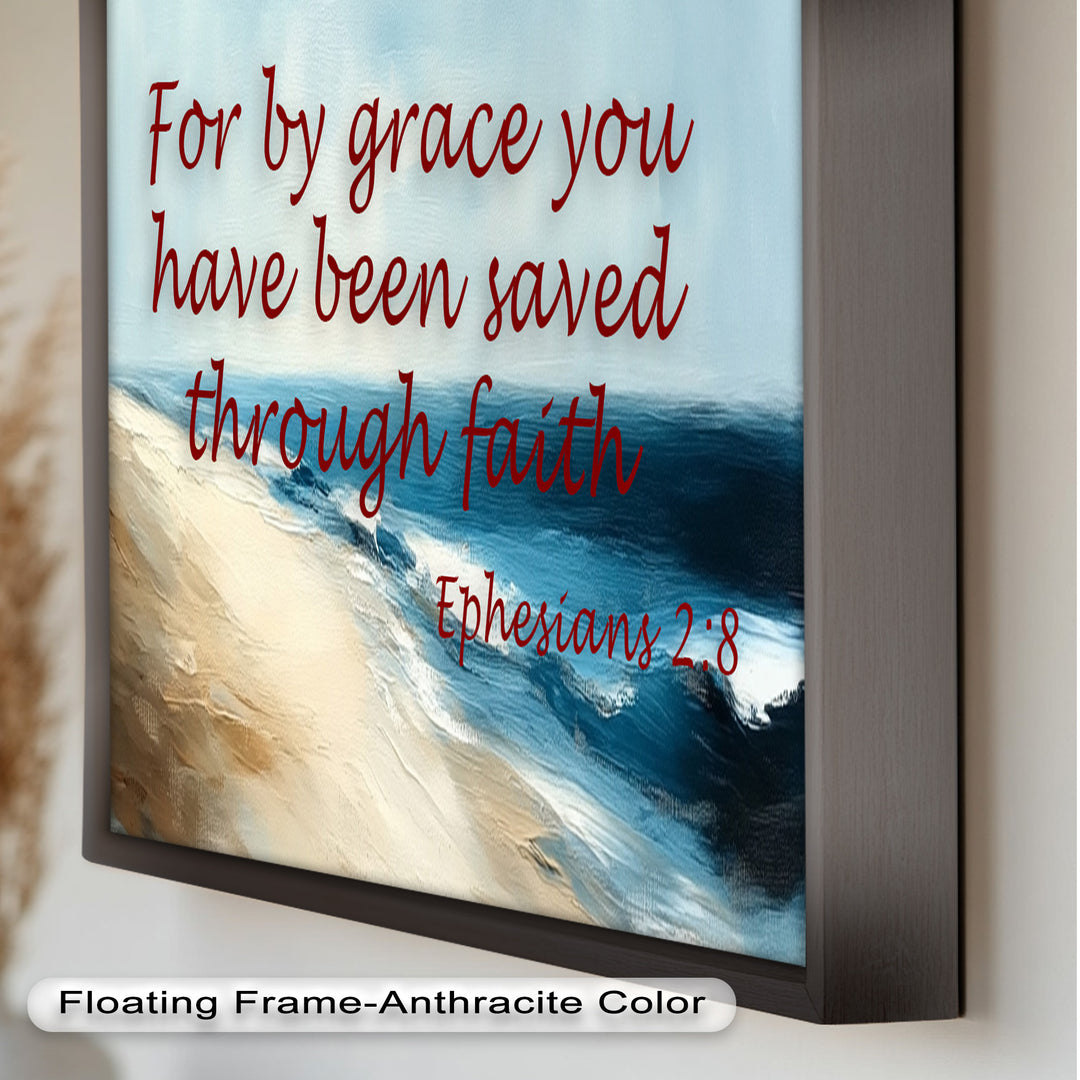 Ephesians 2:8 – Grace Through Faith Bible Verse Oil Painting