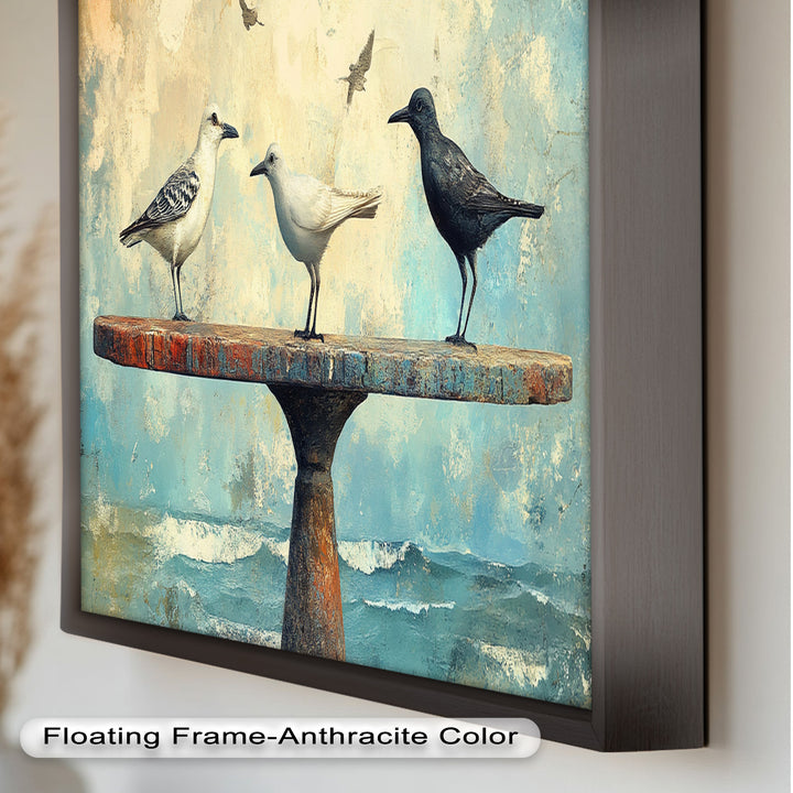 Surreal Birds on Pedestal – Animal Oil Painting