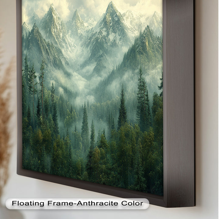 Misty Mountain Forest - Framed Oil Paintings