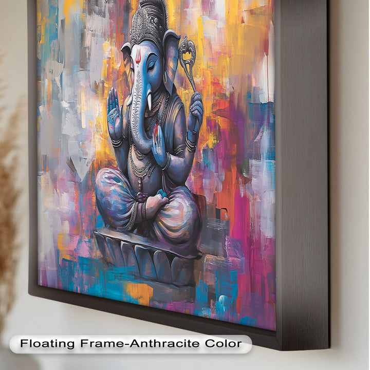 Farbenfrohe Ganesha-Wandkunst – Religiöses Ölgemälde