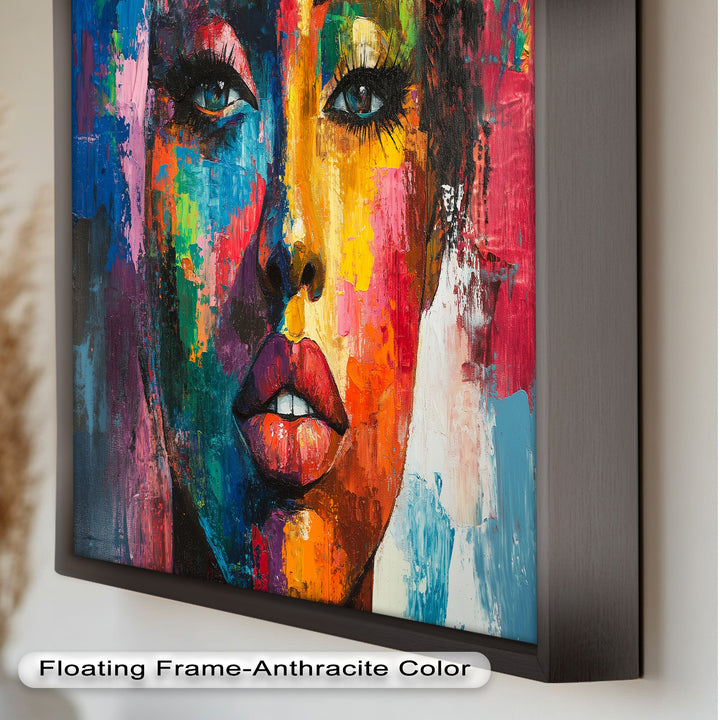 Color Reign – Vibrant Female Portrait Abstract Oil Painting
