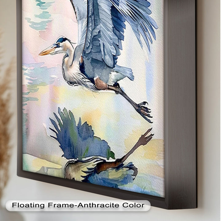 Flying Heron Bird Wall Art – Elegant Nature Oil Painting
