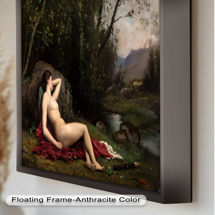 Reclining Diana – Classical Goddess in Nature Renaissance Oil Painting