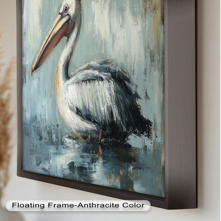 White Pelican Resting by the Water - Animal Oil Painting