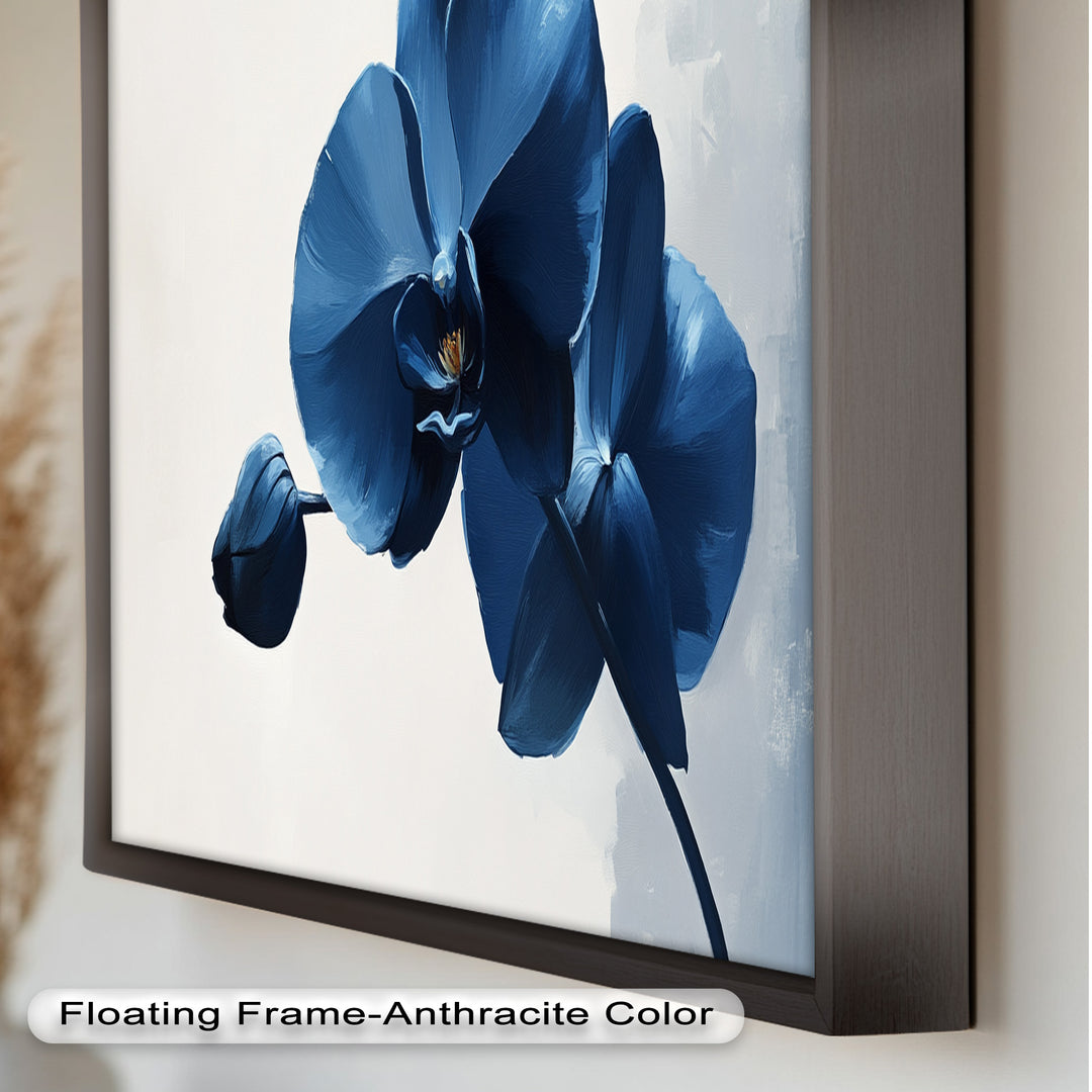 Blue Orchid Wall Art – Modern Floral Oil Painting