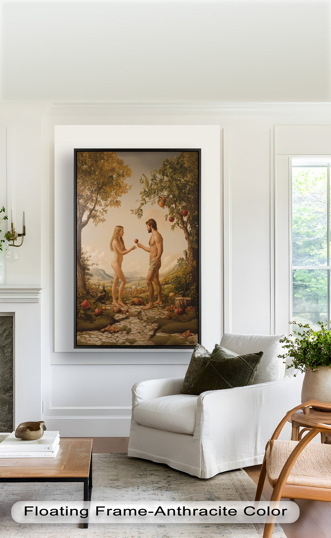 The First Temptation – Adam and Eve in Eden Renaissance Oil Painting