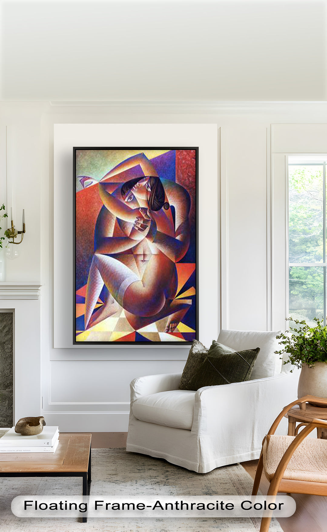 Entwined Forms – Abstract Lovers in Geometric Harmony Picasso Oil Painting