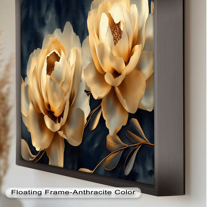Golden Bloom Elegance – Flower Oil Painting