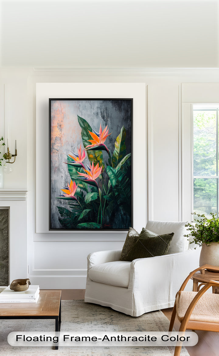 Tropical Flame – Bird of Paradise Botanical Oil Painting