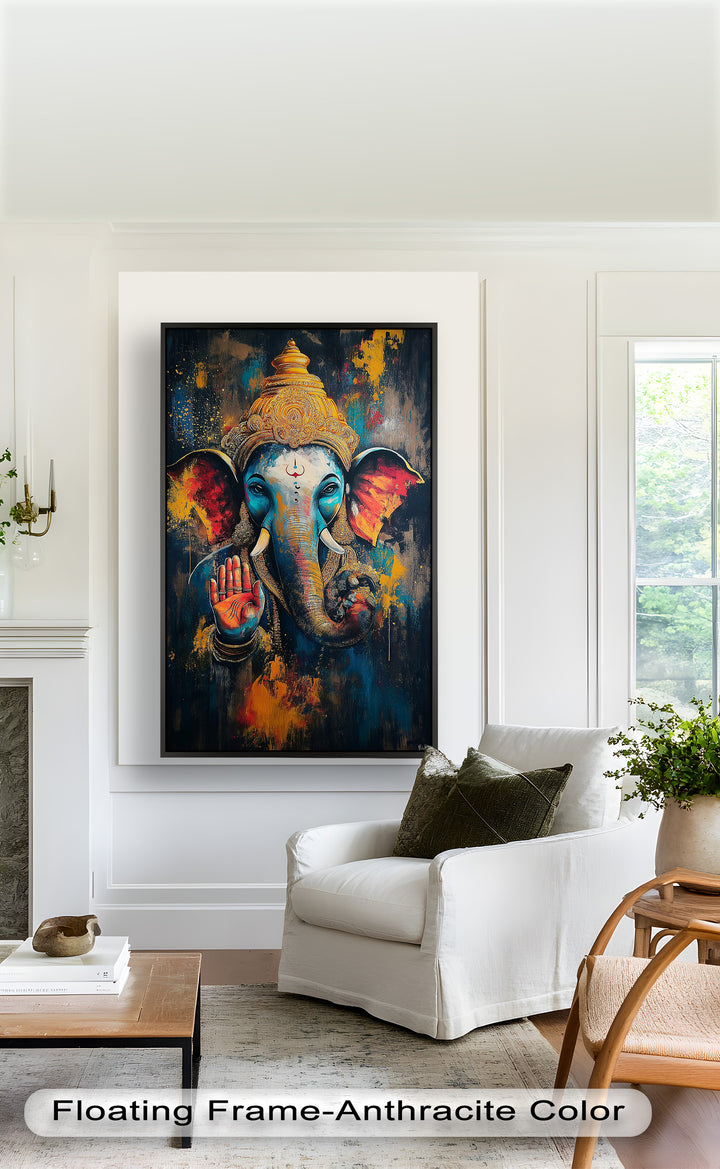 Ganesha Segen Wandkunst – Religiöses Ölgemälde