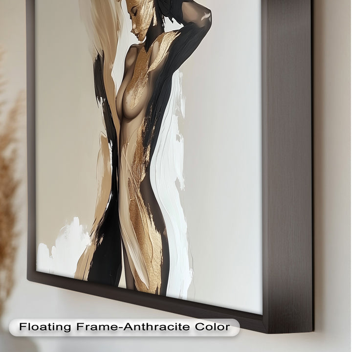 Golden Silence – Abstract Female Figure Oil Painting