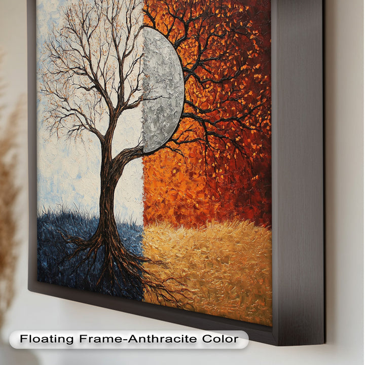 Duality of Seasons – Abstract Tree Oil Painting