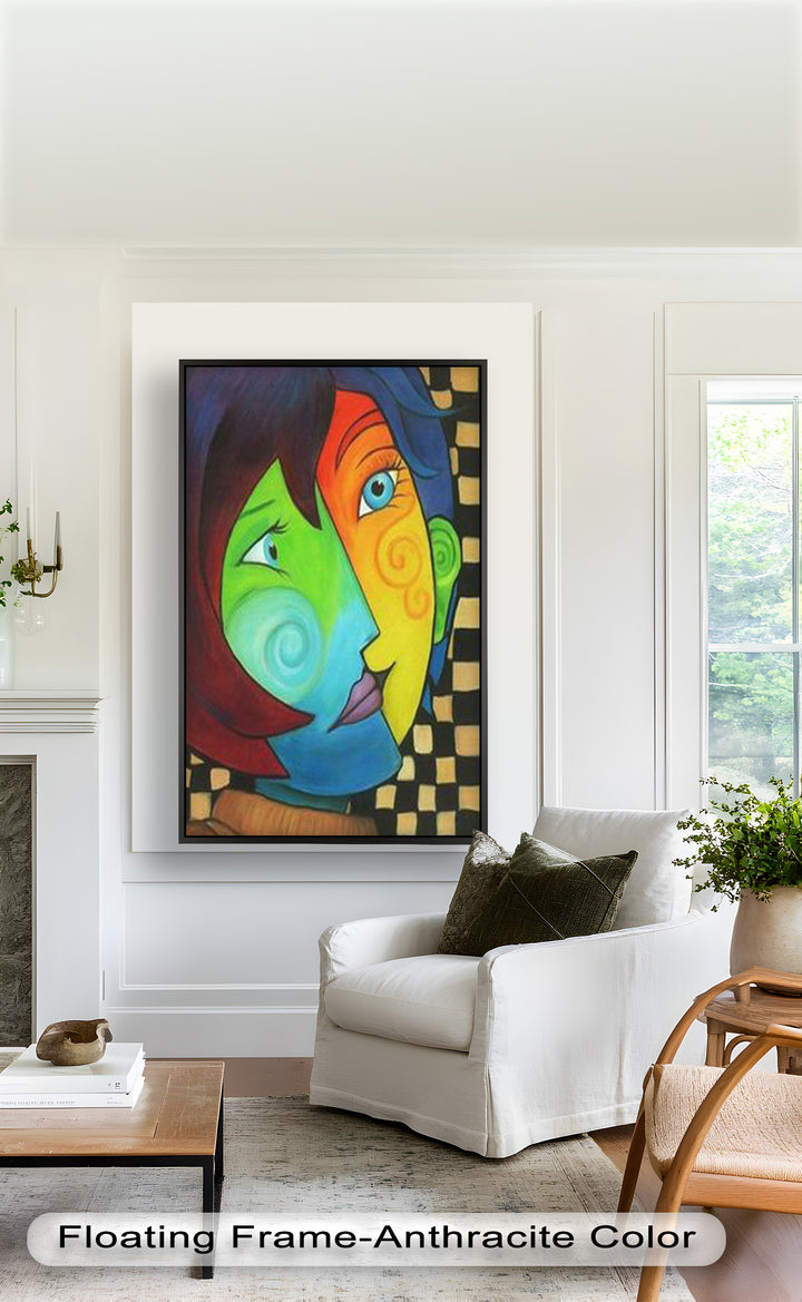 Colorful Duality – Surreal Portrait Fusion in Picasso Oil Painting