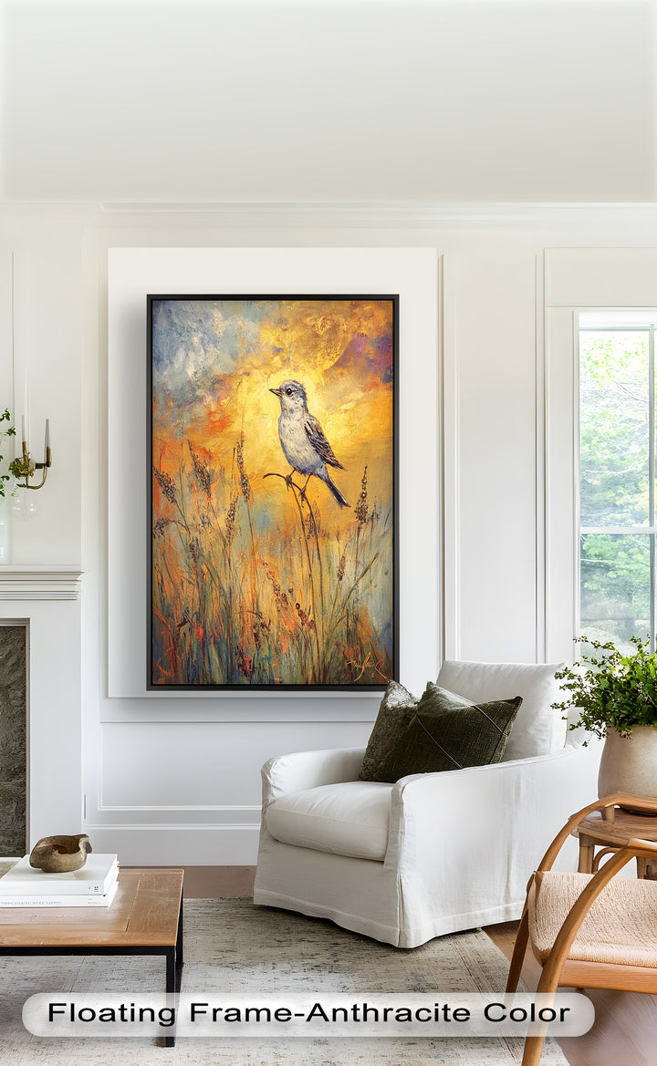 Twilight Songbird – Expressive Bird Oil Painting