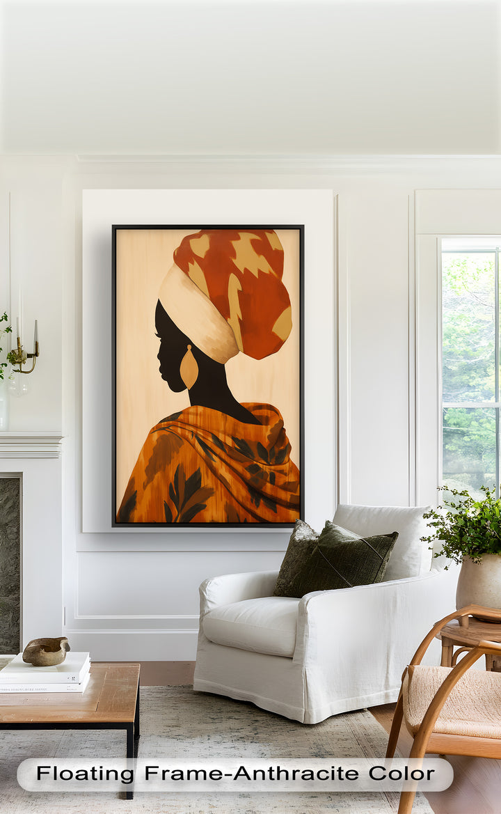 Afrikanische Frau Silhouette Kunst - Gerahmtes Ölgemälde