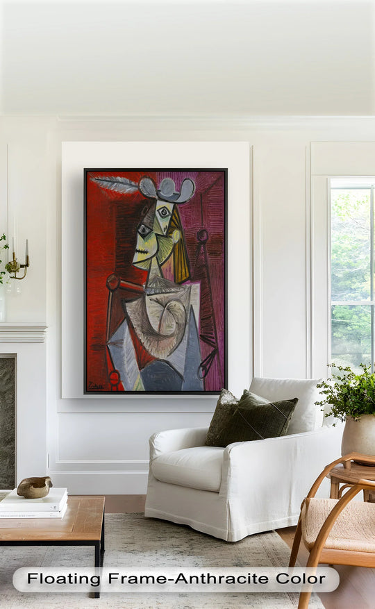 Showcasing the modern oil painting art in the 'Knight of Angled Dreams' Picasso-style oil painting, with visible brushstrokes and rich color saturation exemplifying quality.