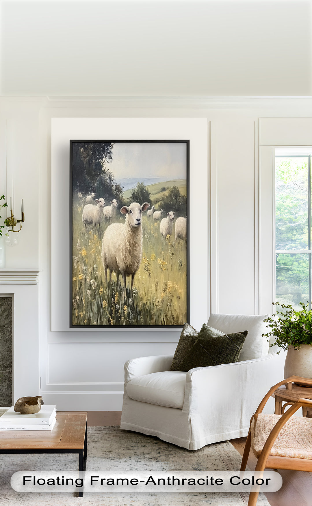 Sheep in Spring Meadow – Pastoral Oil Painting