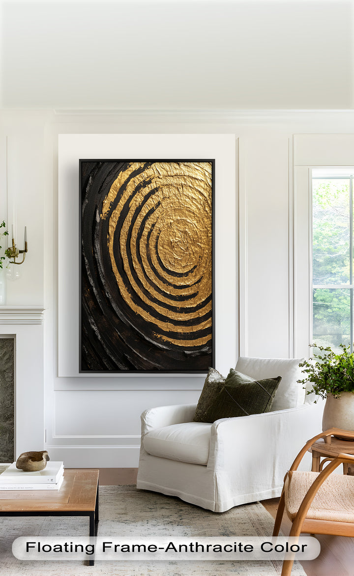 Golden Ripple Radiance – Luxuriöses abstraktes Ölgemälde