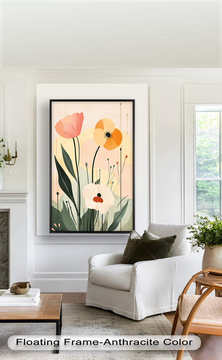 Sonnengeküsstes Trio – Minimalistisches florales Ölgemälde