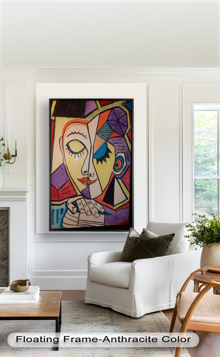 Unified Gaze – Dual Expression Abstract Picasso Oil Painting