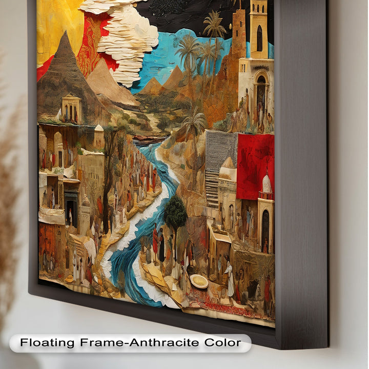 River of Time – Ancient Civilization Collage Picasso Oil Painting