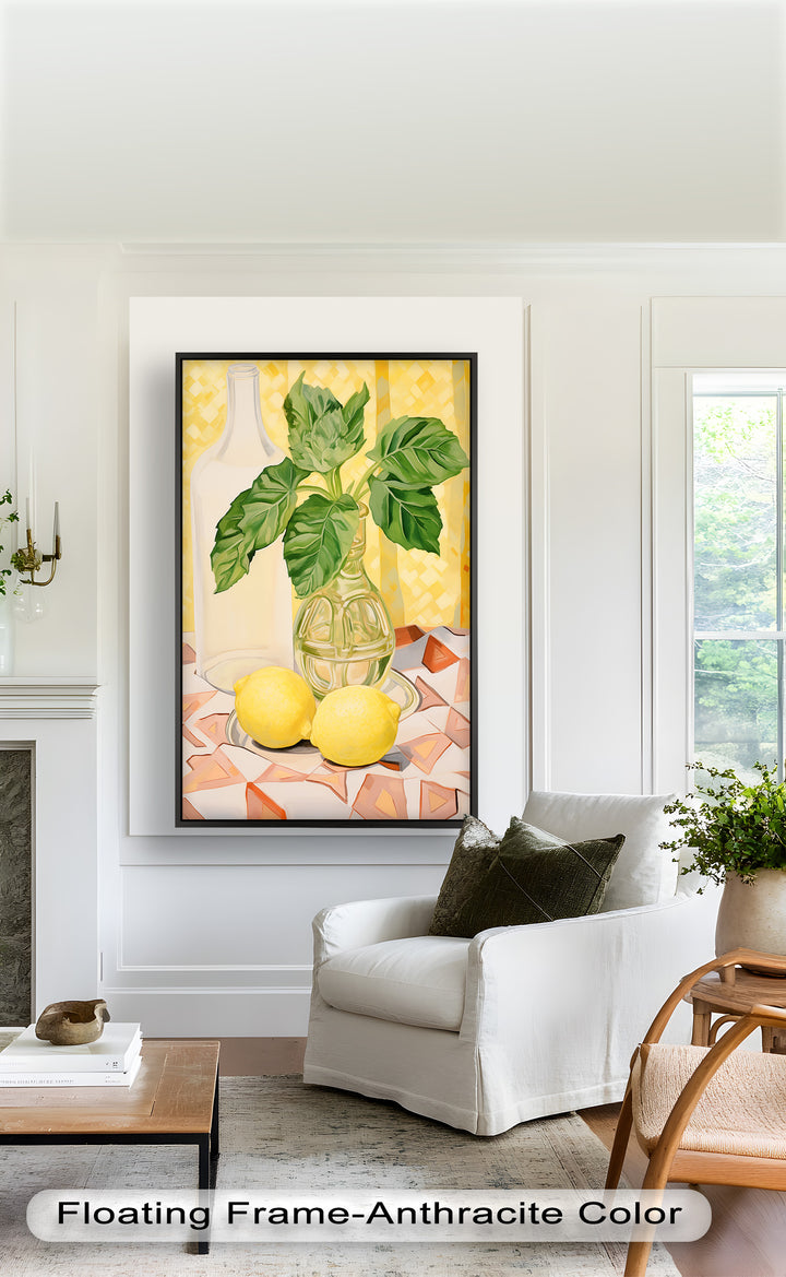 Lemon & Green Leaf Decor - Still Life Oil Painting