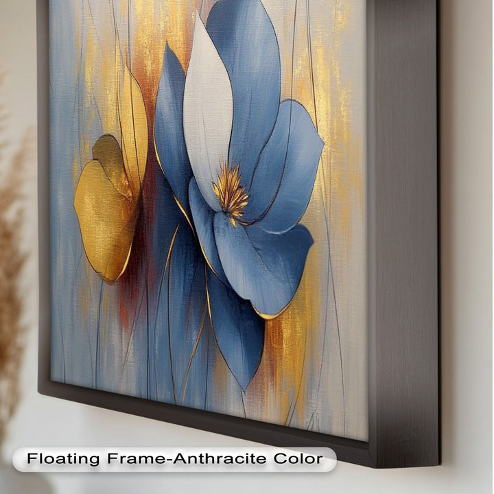 Blaue Magnolien-Wandkunst – Blumen-Ölgemälde