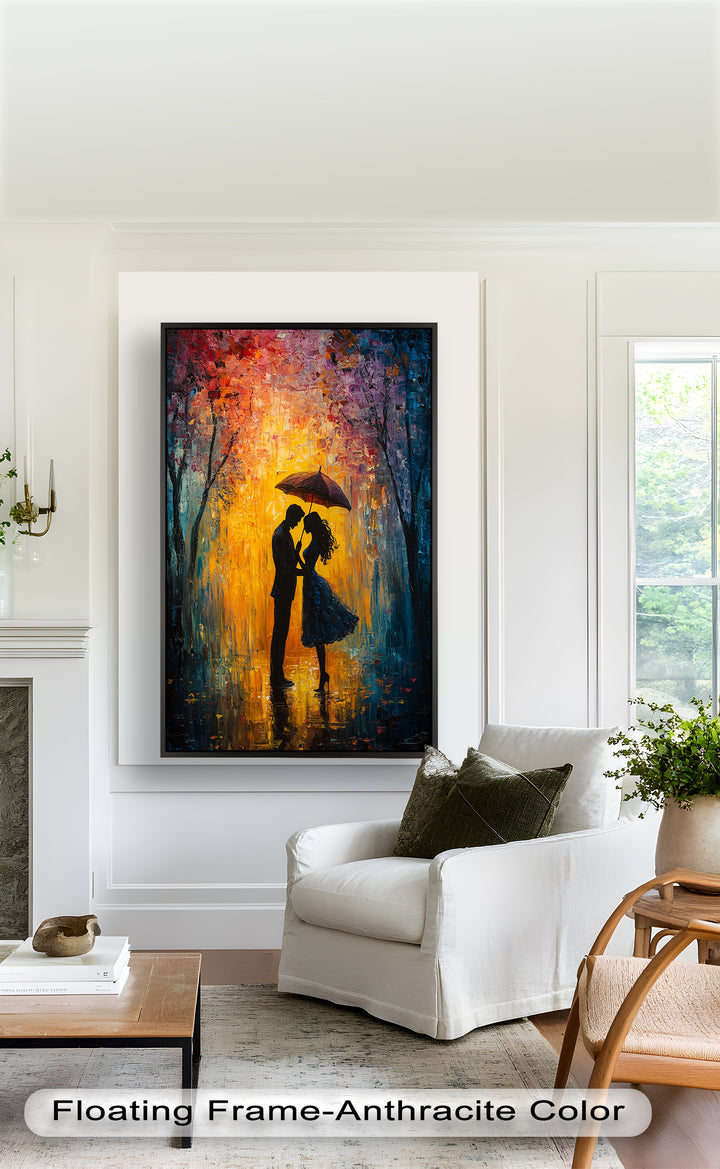 Lovers Under Autumn Glow – Romantic Couple Oil Painting