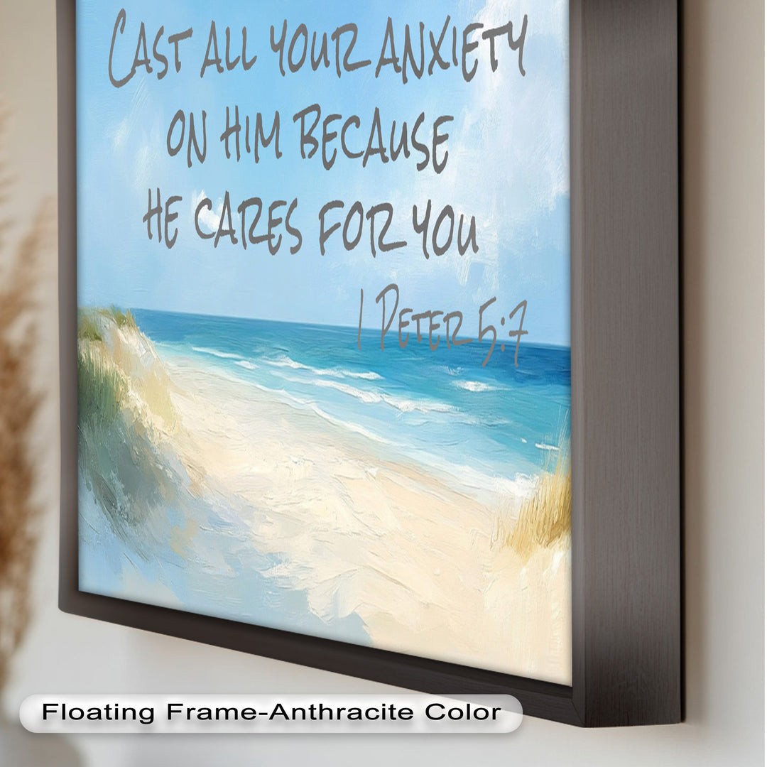 1 Peter 5:7 – Cast Your Anxiety Bible Verse Oil Painting