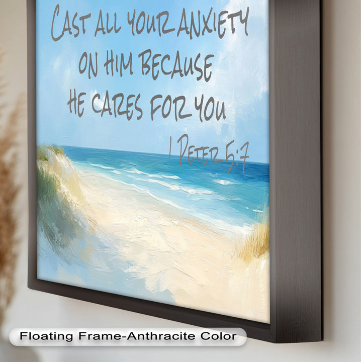 1 Peter 5:7 – Cast Your Anxiety Bible Verse Oil Painting