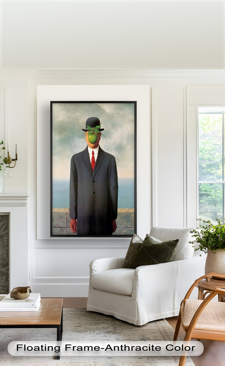 The Hidden Face – Surrealist Gentleman with Green Apple Oil Painting