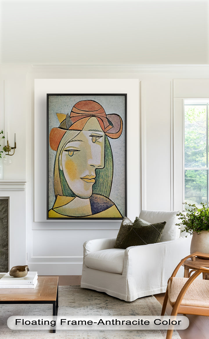 Soft Gaze of Solitude – Abstract Female Portrait Picasso Oil Painting