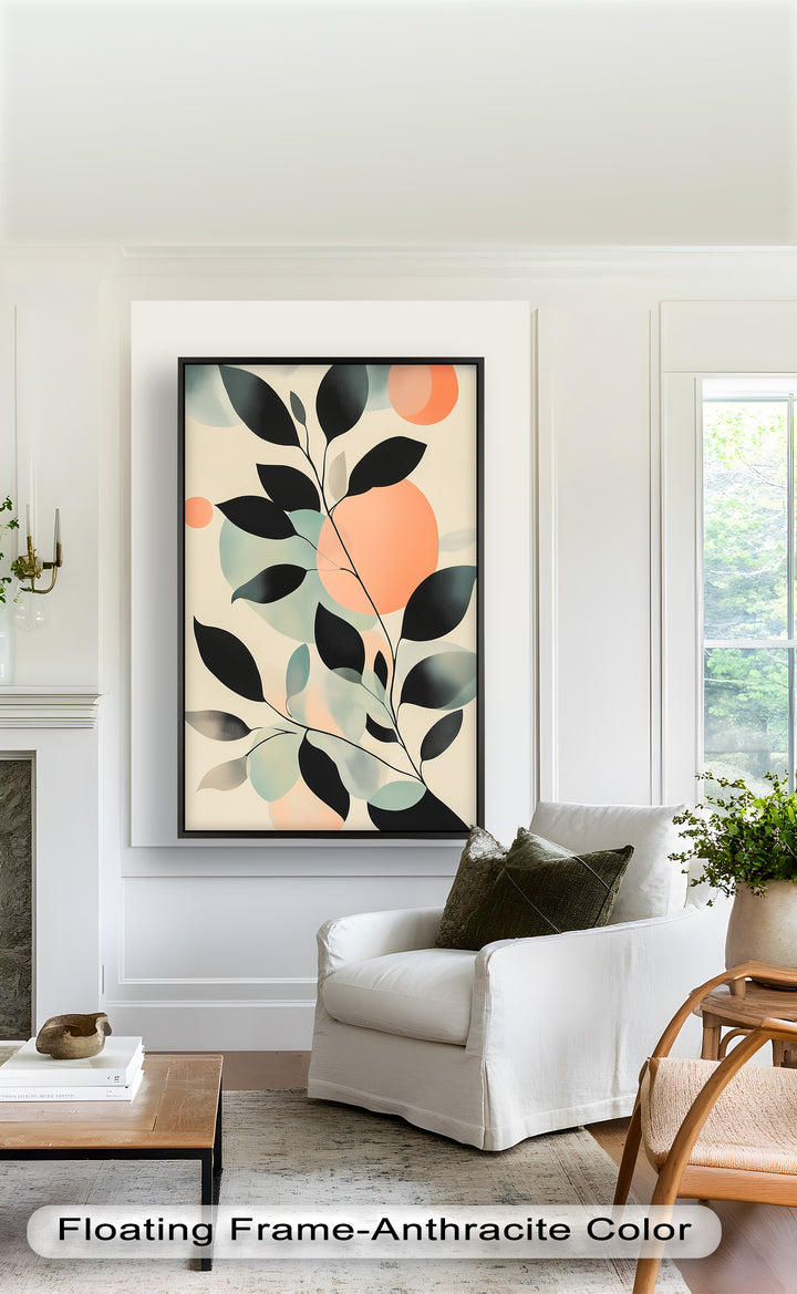 Blush Eclipse – Minimalist Botanical Silhouette Oil Painting