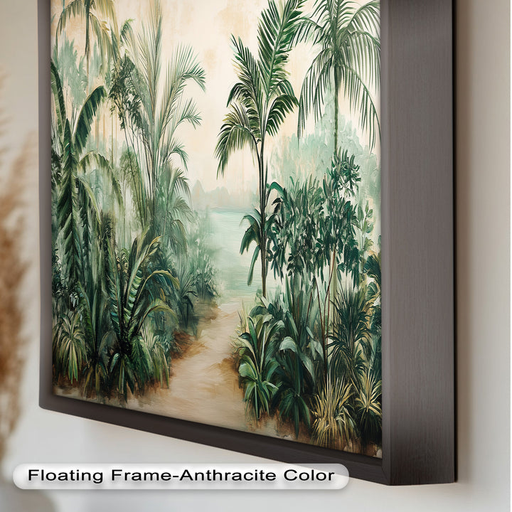 Tropical Serenity Pathway – Ölgemälde mit exotischem Grün