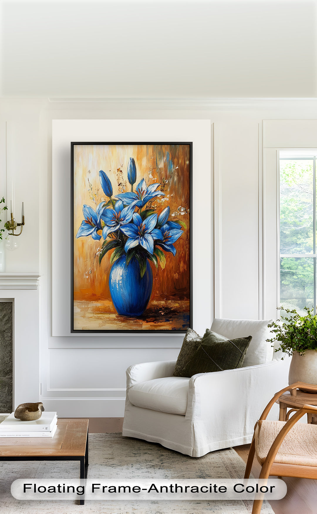Azure Blossoms in a Blue Vase – Flower Oil Painting