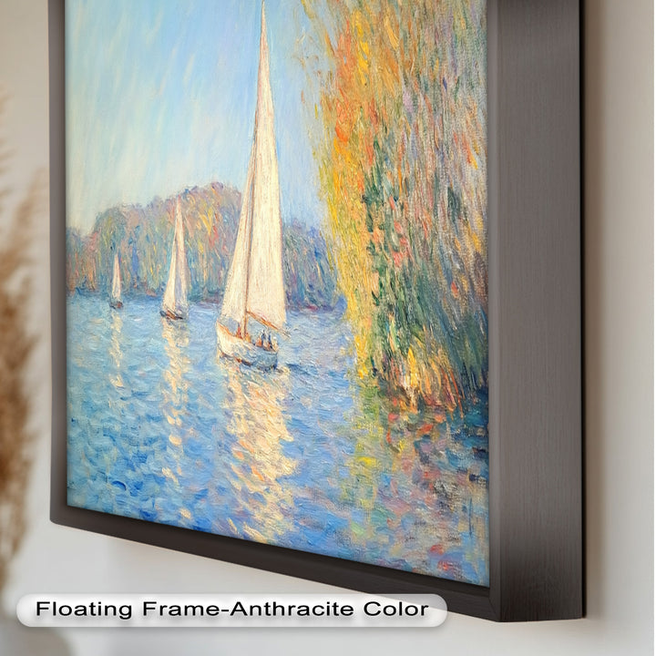 Tranquil Sails at Sunset – Impressionist Boat Scene Oil Painting