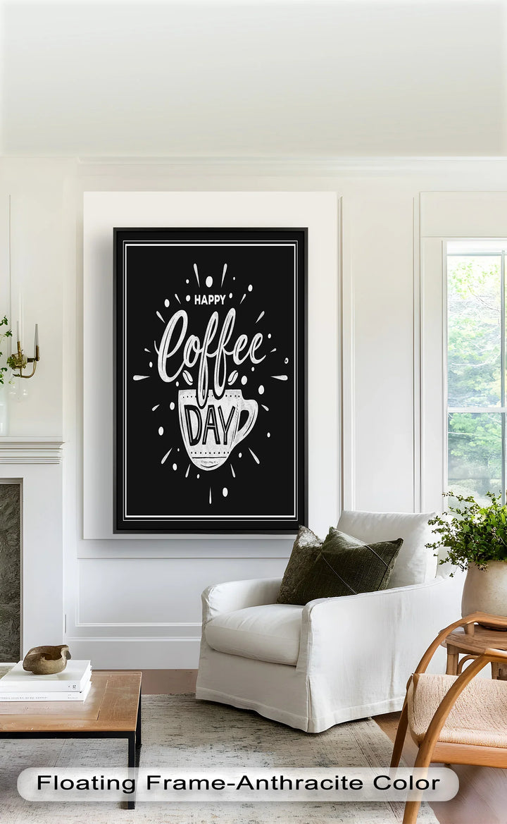 Happy Coffee Day – Fun Typography Oil Painting - MyPhotoStation
