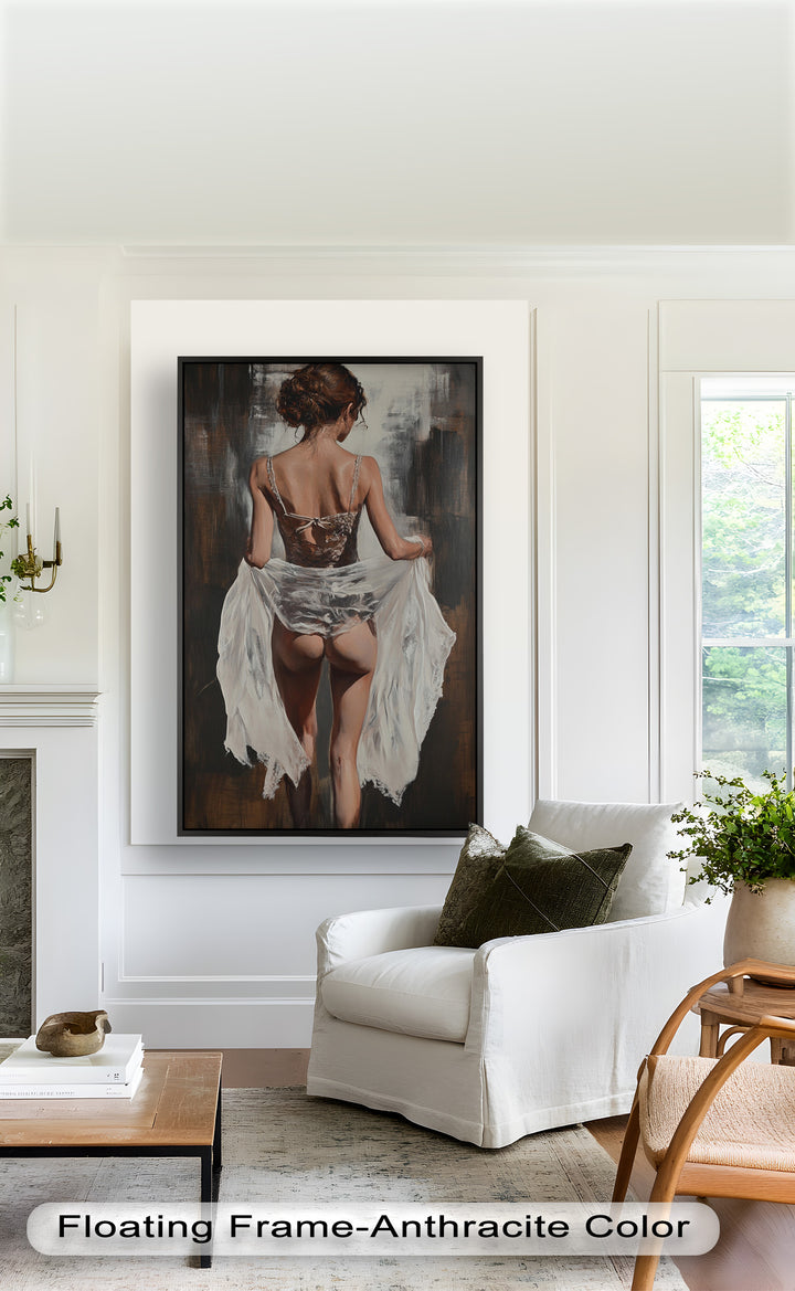 Soft Steps in Lace – Romantic Figurative Nude Oil Painting