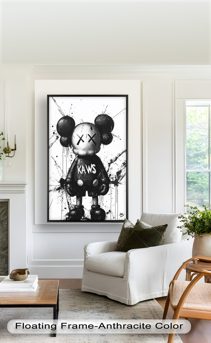 Black & White Figure – KAWS Graffiti Oil Painting