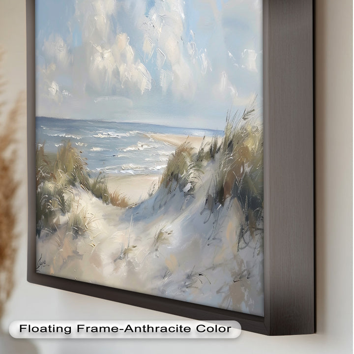 White Sand Beach Sandy Path Landscape – Coastal Oil Painting