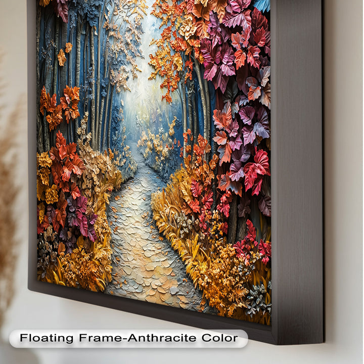 Gerahmte Kunst „Herbstpfad“ – Modernes Waldölgemälde